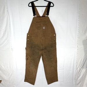 Carhartt Tan Duck Canvas Relaxed Fit Bib Overalls 42X32